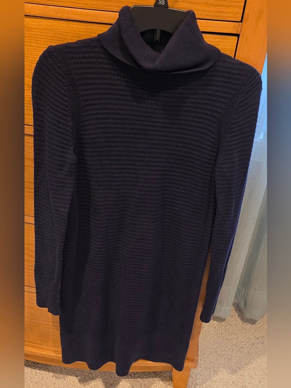 GAP Turtleneck Ribbed Knit Sweater Dress - Navy, Women's S